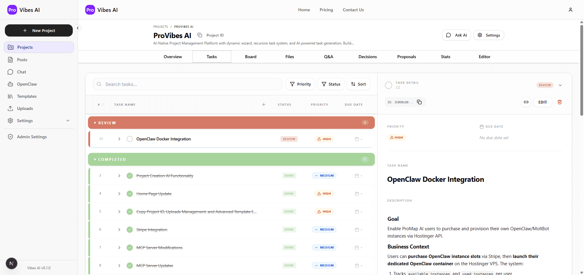 ProVibes AI Interface